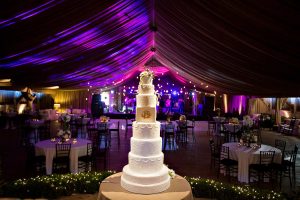 A captivating wedding cake in the reception area. Photo Credit Rae Leytham Photography